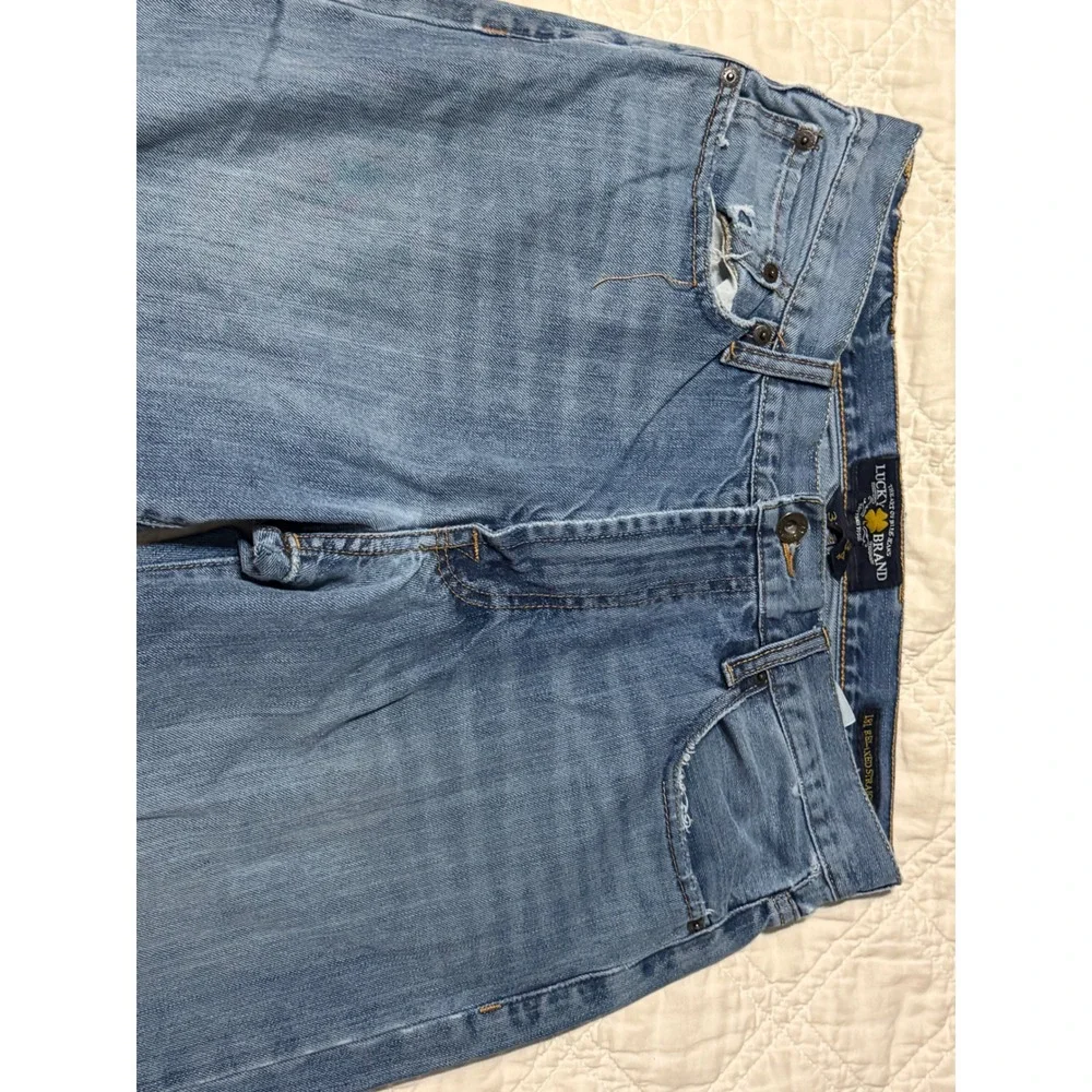 Lucky Brand 181 Relaxed Straight Mens Blue Distressed Denim Jeans 33x34